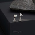 14G Titanium Threadless Floating Flower CZ Belly Button Ring/Curved Barbell/Upside Down Navel Ring/Belly Piercing/Opal Navel Jewelry/1PCS