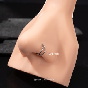 20G Double Hoop Nose Ring Silver Gold/Cartilage Hoop/Conch Earring/Daith Ring/Tragus Jewelry/Helix Hoop/Hoop Earring/Earlobe Earrings/Gifts image 2