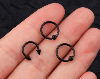3pcs 16G Black Spike Horseshoe & Captive Bead Rings/lip ring/Daith Earring/Tragus,Rook,Helix hoop/Cartilage Hoop/Septum Jewelry/Gift For Her