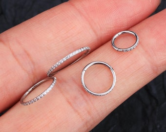 18G Micro Pave Sparkling CZ Zierliche Conch,Tragus,Daith,Turm Piercing/Nasenring/Septum/Knorpel Hoop/Hoop Ohrring/Geschenk für sie/Muttertag