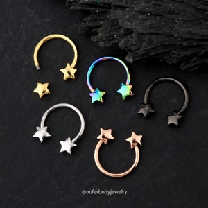 16G Stardust Septum Ring/Daith Earring/Septum Piercing/Cartilage Hoop/Horseshoe Ring/Helix/Tragus/Conch Hoop 8,10mm/Gift for Her/Minimalist image 9