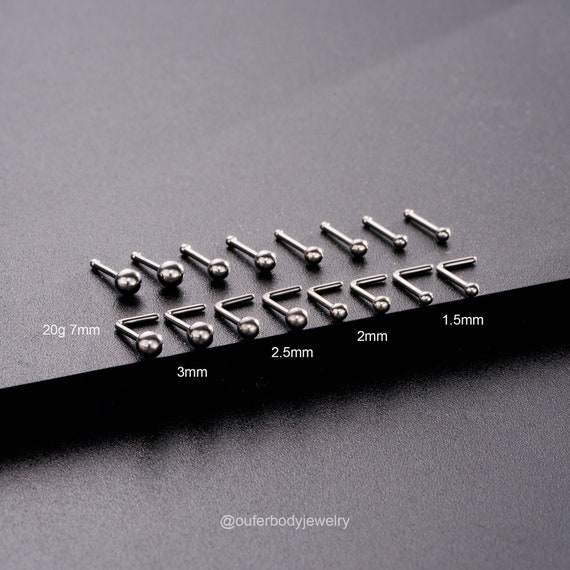 Nose Stud Titanio 4 Pezzi L-Shaped - Piercing Naso 22G Con CZ 1.5mm, 2mm, 2.5mm, 3mm