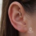 16G Round CZ Dangle Rook Earring/Curved Barbell/Internally Threaded/Vertical Labret/Eyebrow Ring Gold/Silver