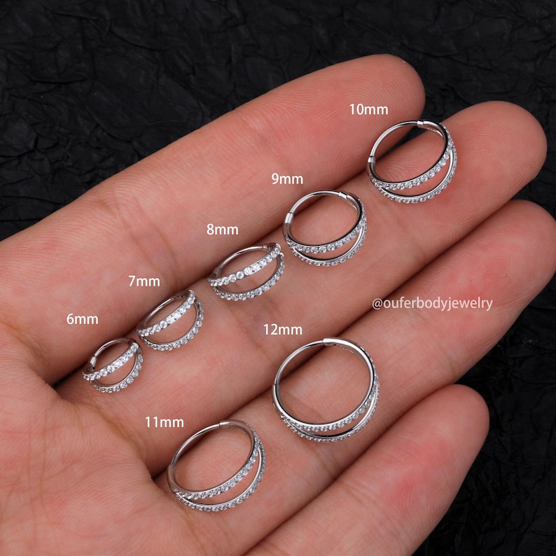 20G Double Hoop Nose Ring/Cartilage Hoop/Conch Earring/Daith Ring/Tragus Jewelry/Helix Hoop/Silver Cartilage Earring/Hoop Earring/Earlobe image 1