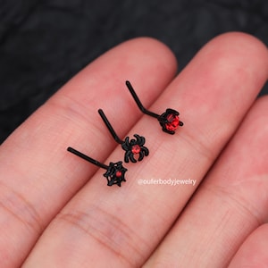 3 st 20g spindelformade L-formade nässtift/Halloweenpiercing/Näsring/Nässmycken/Nässmycken/Näspiercing/Nässmycken/Nässtift/Present till henne