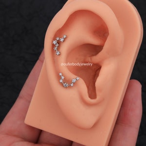 Pendientes de cartílago del zodiaco Celetial de 16G, pendientes de tuerca de constelación, pendientes de horóscopo, pendientes de caracola, pendientes de hélice, regalo del Día de la madre imagen 6