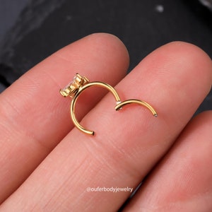 18G 20G Butterfly CZ Nose Ring/Nose Hoop/Helix Hoop Earring/Cartilage Earring/Conch/Tragus/Rook Hoop Earring/Silver Nose Ring/Gold Earrings image 5