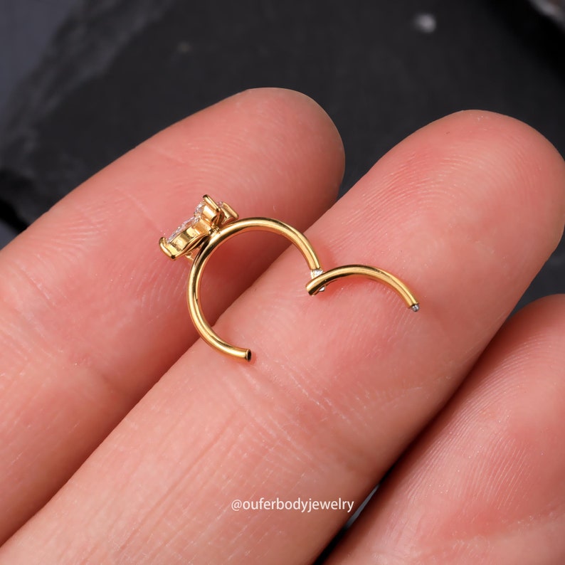 18G 20G Butterfly CZ Nose Ring/Nose Hoop/Helix Hoop Earring/Cartilage Earring/Conch/Tragus/Rook Hoop Earring/Silver Nose Ring/Gold Earrings image 5