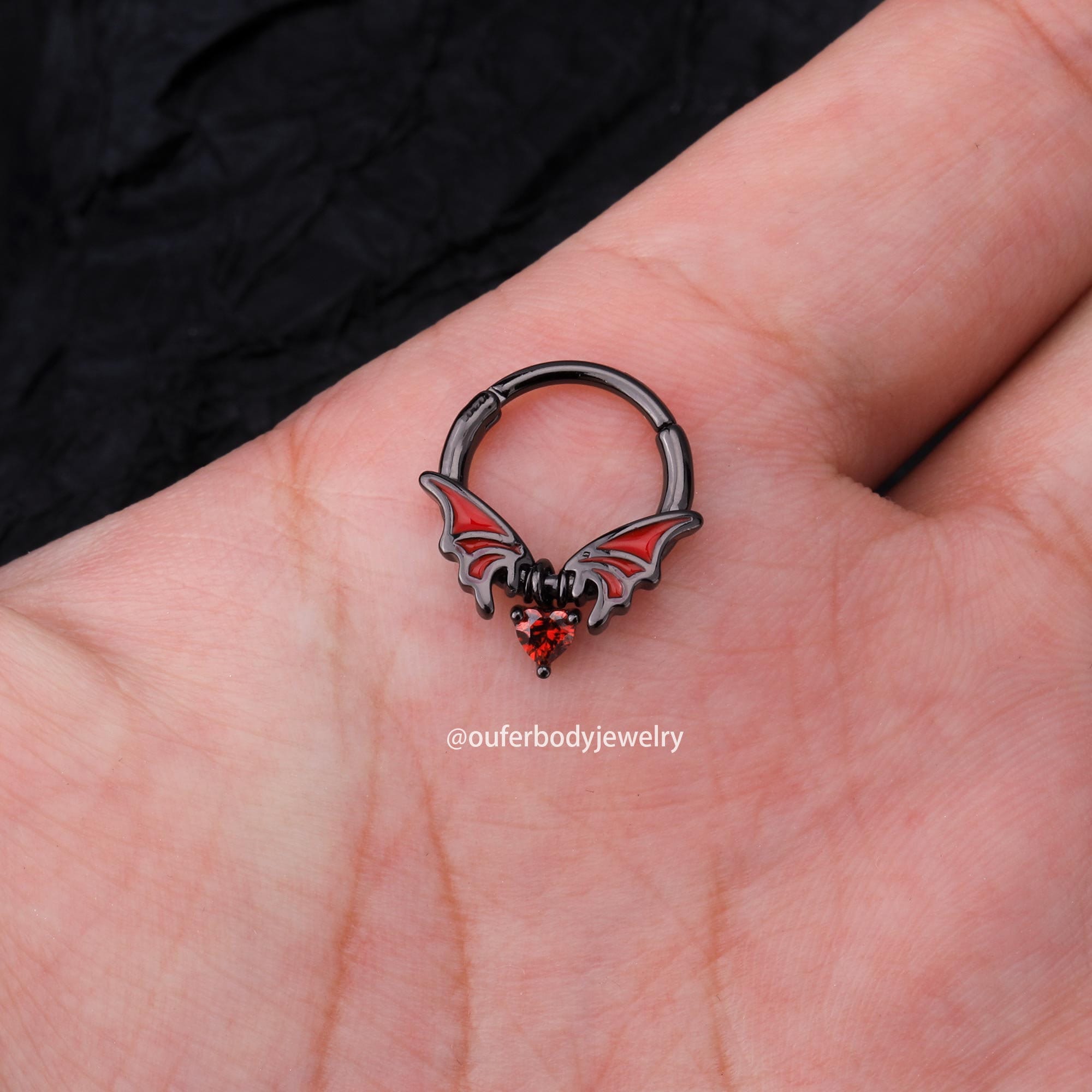 16G Bat Halloween Septum Ring/Daith Hoop/Conch Hoop/Tragus Hoop/Helix Hoop/Spooky Jewelry/Hoop Earrings/Cartilage Earrings/Gift for her