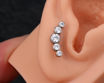 Pernos de cartílago de titanio de 16 g/pernos de hélice/pendientes de hélice/pernos de caracola/pendientes de cartílago/pendientes de pendiente/pendientes roscados internamente/planos