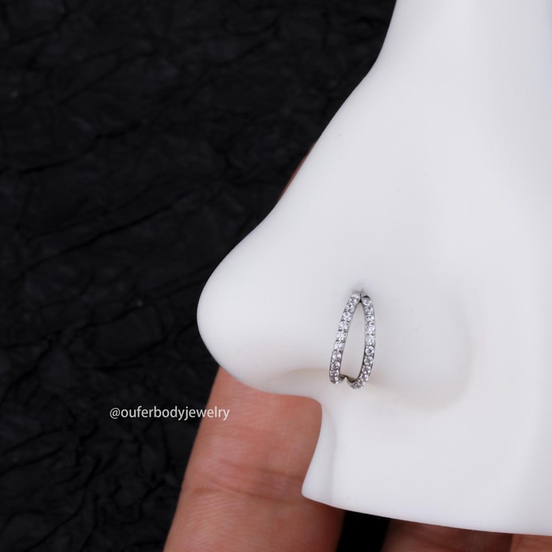 20G Double Hoop Nose Ring/Cartilage Hoop/Conch Earring/Daith Ring/Tragus Jewelry/Helix Hoop/Silver Cartilage Earring/Hoop Earring/Earlobe image 3