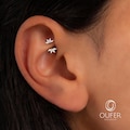 16G Lotus Flower Rook Earring, Gold/Silver Crown Curved Barbell, Dainty Eyebrow Piercing Ring, Cartilage Rook Jewelry, Earring Gift