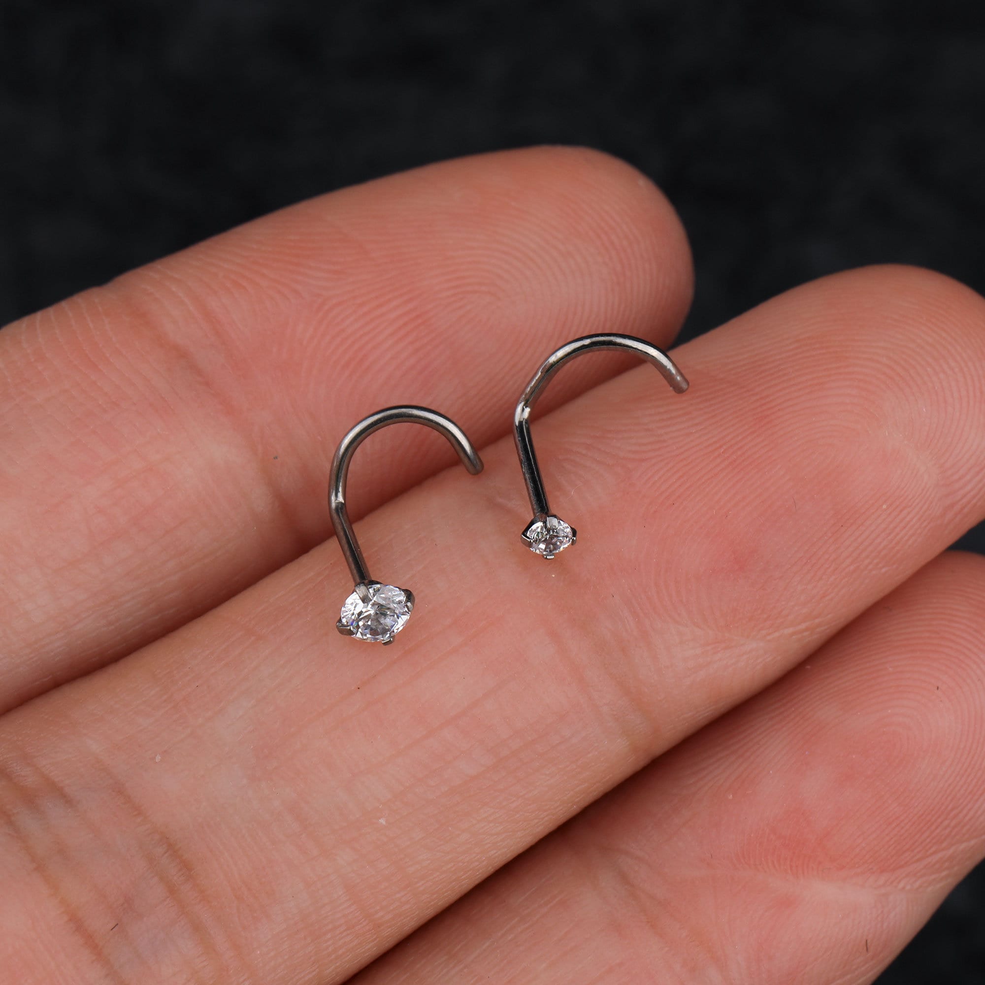 DAI JY Titanium Nostrilringen, 20 g, 15 stuks, L-vormige schroef