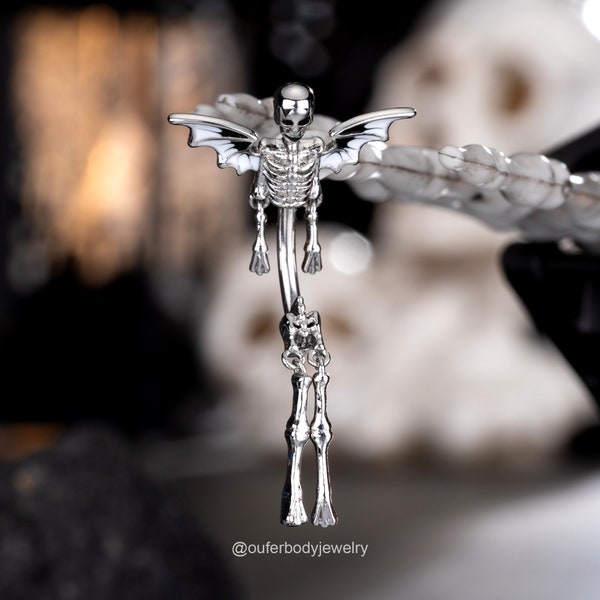 14G Surgical Steel Skeleton Shape with Wings Belly Button Ring/Navel Jewelry/Belly Piercing/Navel Barbell/Belly Jewelry/Navel Piercing/Gift