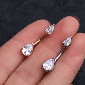 14G 316L Stainless Steel Crystal Belly Button Ring/ Silver/ Rose Gold Navel Ring/Belly Button Piercing/ Belly Button Ring/ Dainty Navel Ring image 8