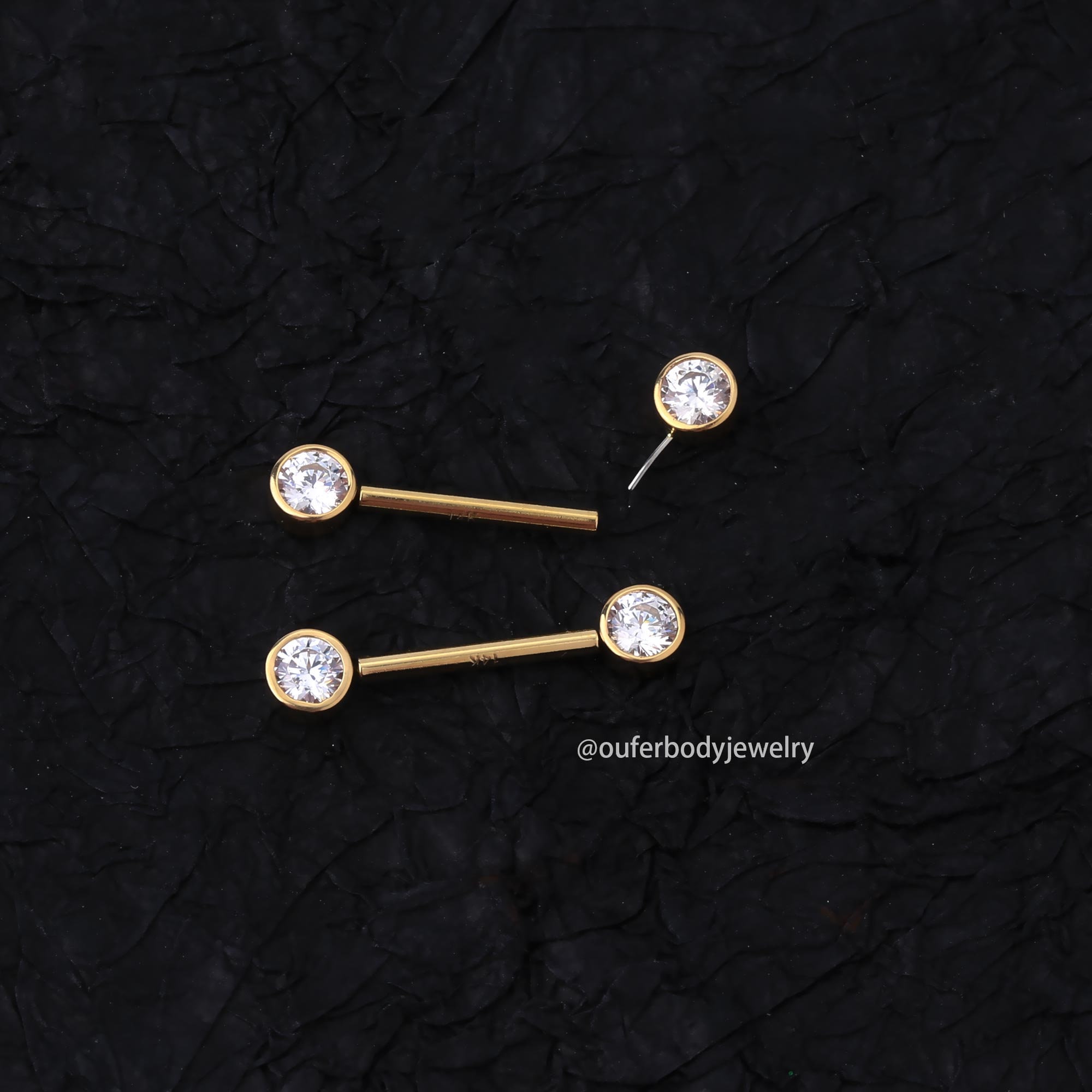 2PCS 14K Gold Nipple Rings/14g Nipple Jewelry/nipple Barbell