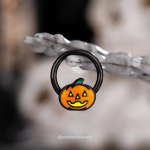 16G Cute Pumpkin Lamp Septum Piercing Ring/Daith Earring/Conch Hoop/Pumpkin Jewelry/Cartilage Earrings/Helix Hoop/Tragus Hoop/Gift For Her