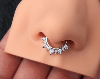 14G/16G 316L Acero inoxidable CZ Beads Septum Ring/pendiente de cartílago/aro de cartílago/joyería de trago/pendiente Daith/Clicker con bisagras/joyería de hélice