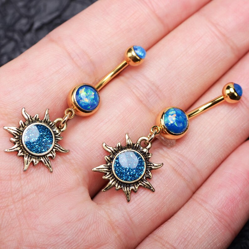 Burnished Gold Sun Body Piercings Jewelry Navel Ring/ Belly Etsy