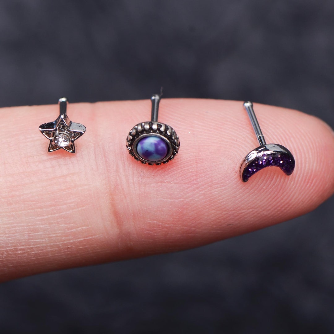 18g 3pcs Nose & Studs/ 316L Stainless Steel Nose Ring/cartilage Studs