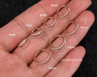20G Double Hoop Nose Ring/Cartilage Hoop/Conch Earring/Daith Ring/Tragus Jewelry/Helix Hoop/Rose Gold Cartilage Earring/Hoop Earring/Earlobe