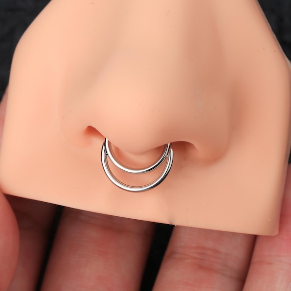 16G Double Loop Septum Ring/Cartilage Boucles d'oreilles/Helix Hoop/Daith Hoop/Septum Ring/Hinged Segment Clicker/Cadeau pour elle/Cadeau de la fête des mères