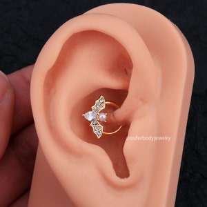 16G Bat Septum Ring/Daith Earring/Conch Hoop/Tragus Jewelry/Helix Earrings/Septum Jewelry/Gold Hoop Earrings/Cartilage Earrings/Gift for her image 2