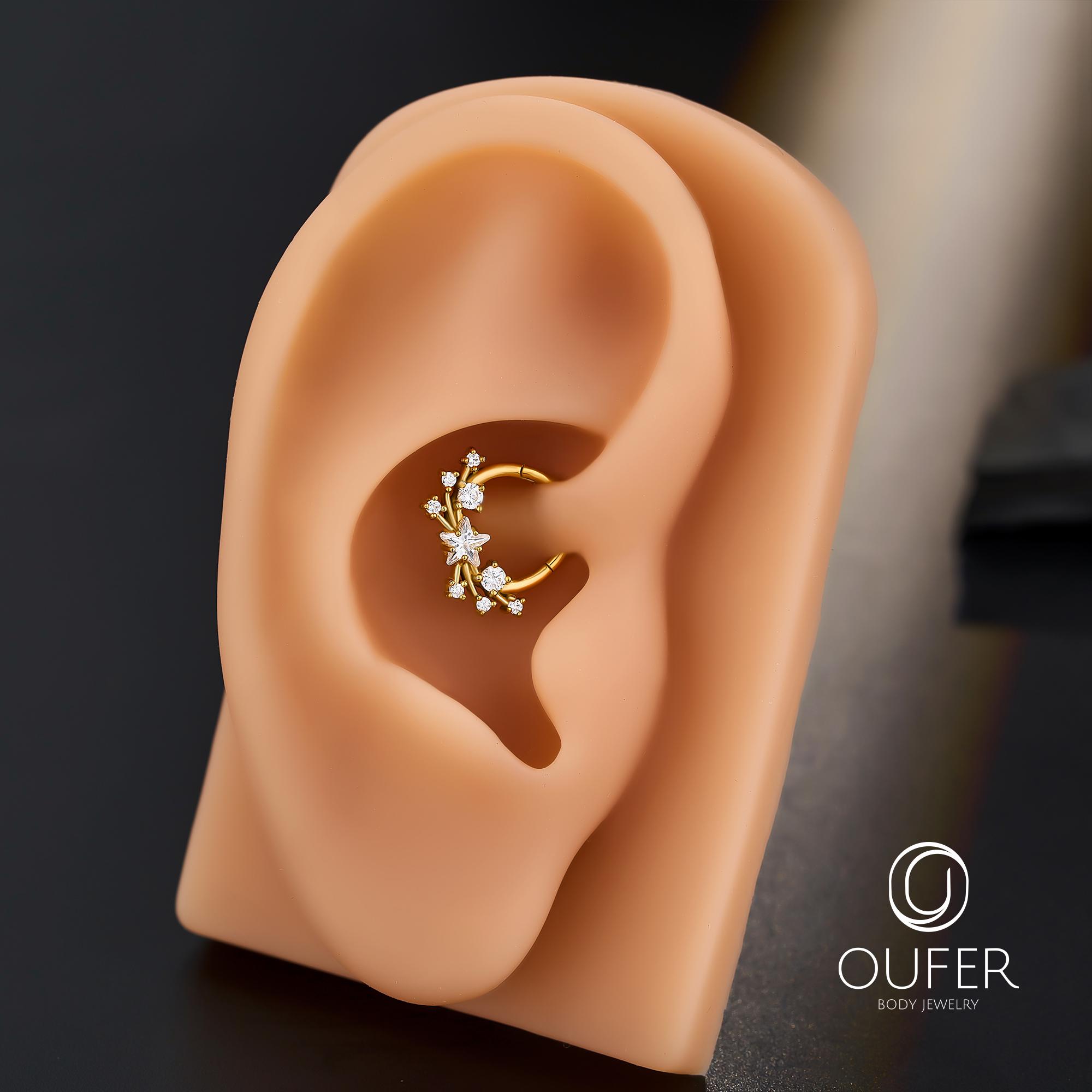 16G メテオスター CZ セプタムクリッカー – ダイスフープピアス 8/10