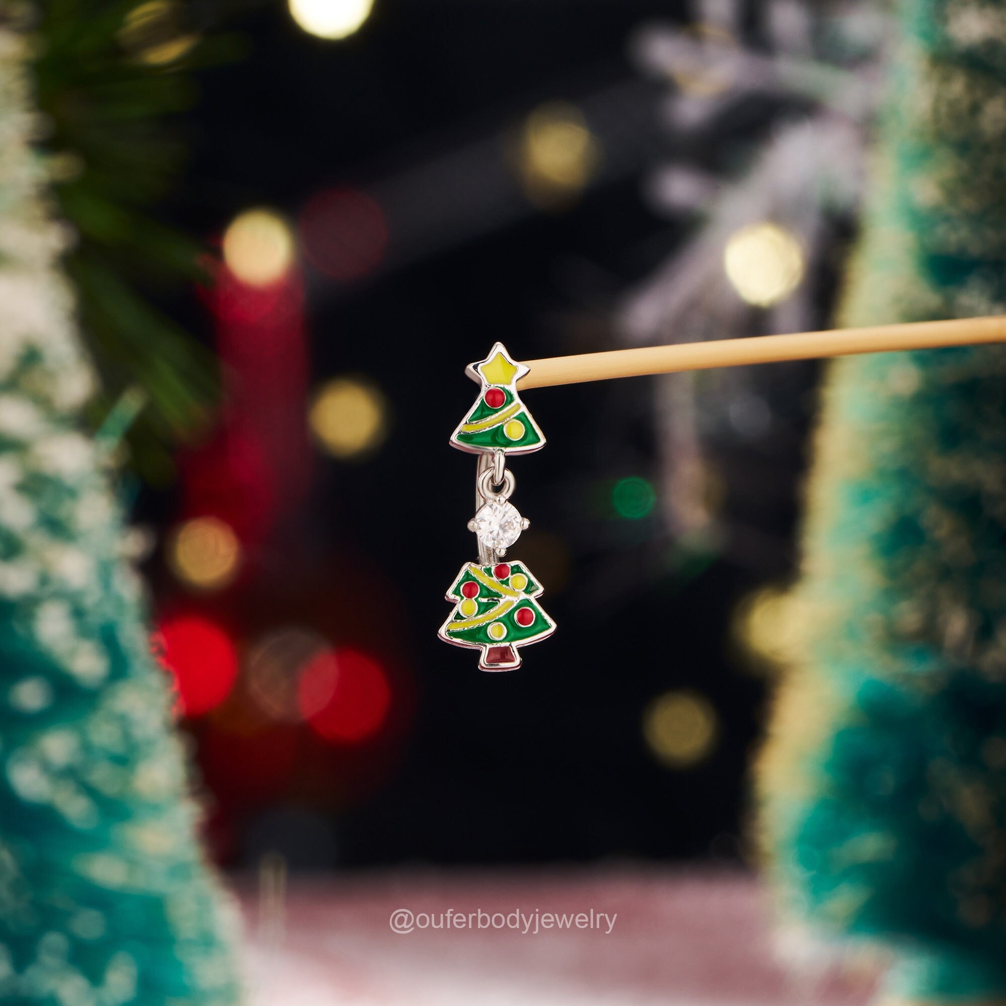 16G Christmas Tree Rook Barbell/Eyebrow Ring/Vertical Labret/Curved Barbell/Rook Earring/Rook Piercing/Eyebrow Piercing/Cartilage Piercing