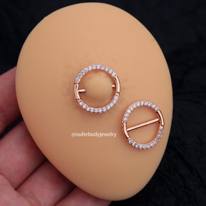 14G Rose Gold Circular Nipple Ring/Nipple Jewelry/Nipple Barbell/Barbell Piercing/Nipple Clamp/Nipple Shield/Gift For Her/Minimalist Jewelry