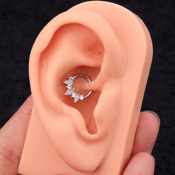 Orecchini Per Piercing OUFER - Anello Incernierato In Acciaio Chirurgico Con CZ, 16G 8mm - Foto 6