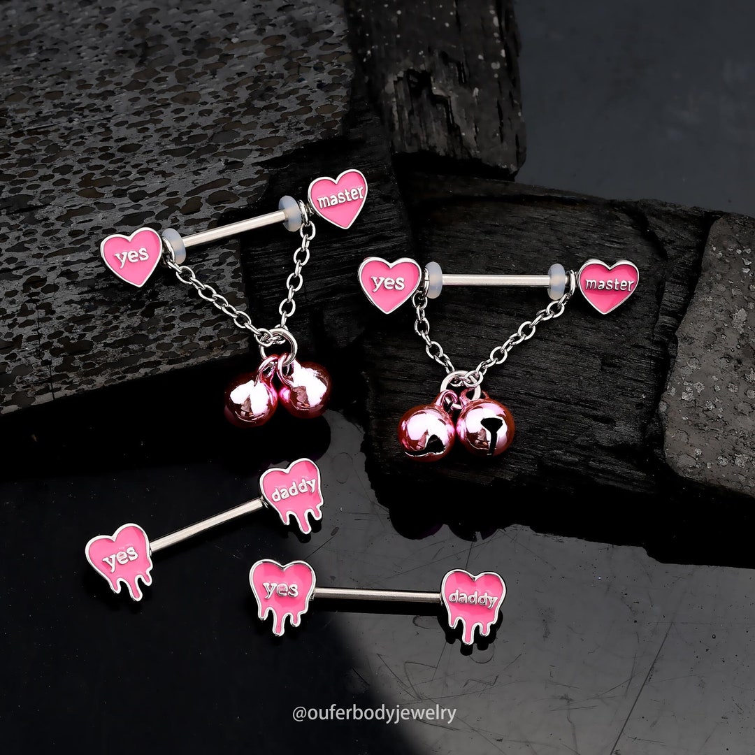 4pcs 14g Pink Nipple Ring/jingle Bell Nipple Barbells/dangle