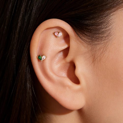 16G CZ Flower Cartilage Stud, 16G Stainless Steel Labret, Helix Tragus Earring