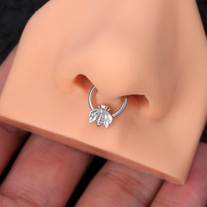 16g Silver Bee Pequeno Segmento Articulado Anel de Argola/Aço Cirúrgico 316L/Argola de Segmento Articulado/Anel de Argola de Septo/Brinco de Argola/Presente para ela/Septo