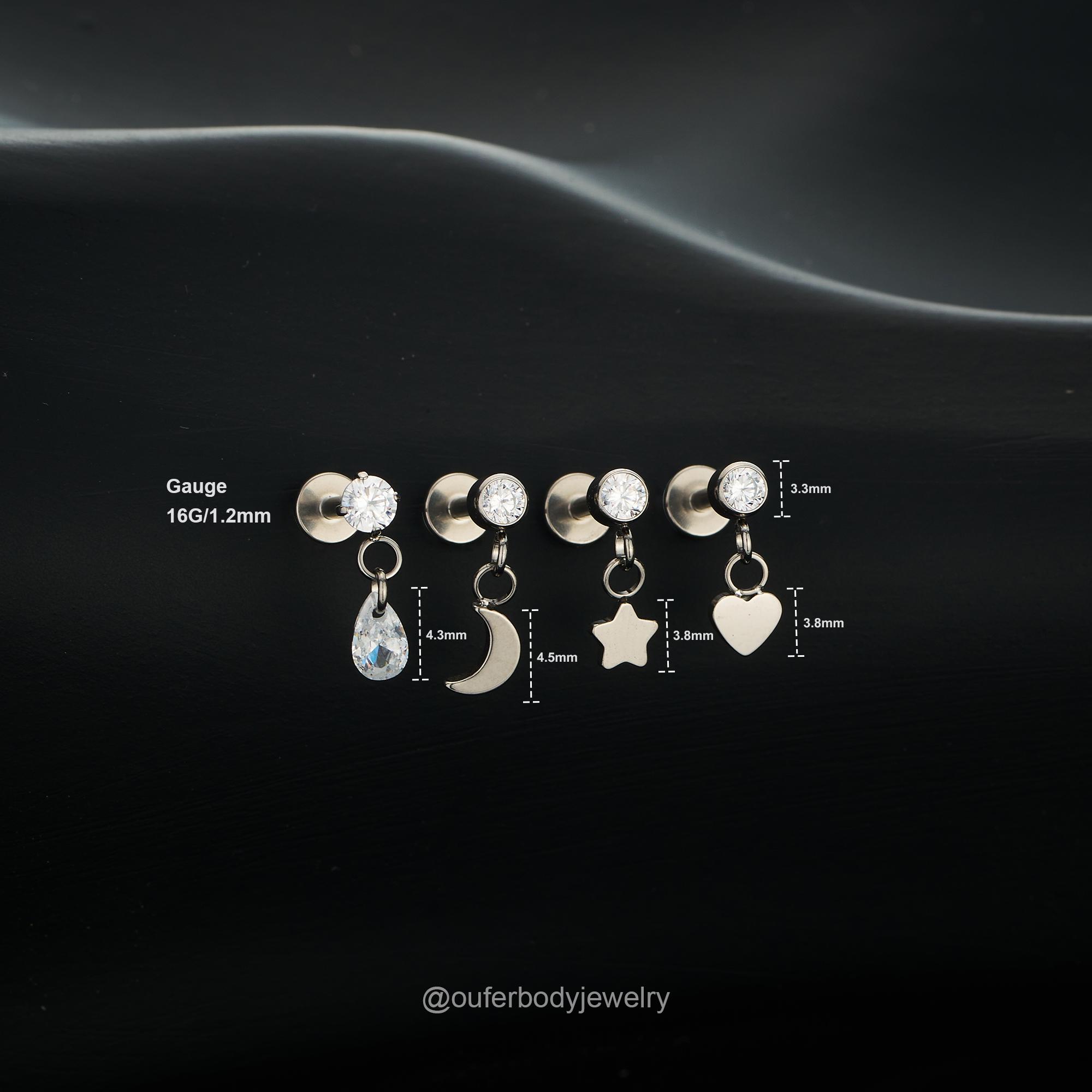 Set Da 5 Orecchini A Stella E Cuore In Argento 925 Con Zirconi, Idea Regalo Per Ragazze E Donne