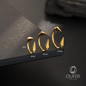 2PCS 16G Snake Bite Jewelry, Cone Lip Rings, Spike Lip Piercing, Horseshoe Nose Septum Piercing Gold