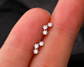 BISAER Orecchini a cerchio in argento Sterling 925 da donna, ipoallergenici, per trago, cartilagine, gioielli da regalo, Argento, Zirconia cubica