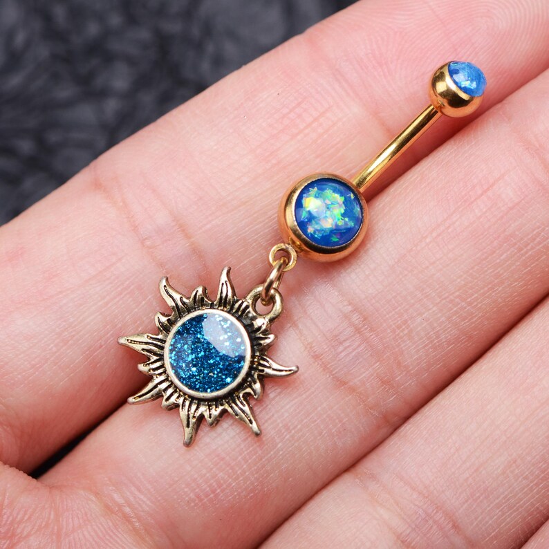 Burnished Gold Sun Body Piercings Jewelry Navel Ring/ Belly Etsy