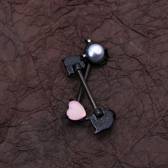 2pcs 14G Pink Heart Nipple Ring/ Nipple Shield/ Nipple 