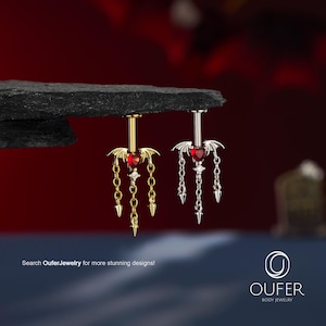 16G Halloween Vertikal Helix Labret Stud – Trådlös Trycknål Gotiska Helix Piercingsmycken, Fladdermusvinge Broskörhänge, Halloweenpresent