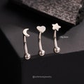 16G Titanium Moon/Star/Heart Vertical Labret Curved Barbell/Cartilage Earring/Rook Earring/Eyebrow Ring/Rook Barbell/Rook Piercing/1PCS/Gift
