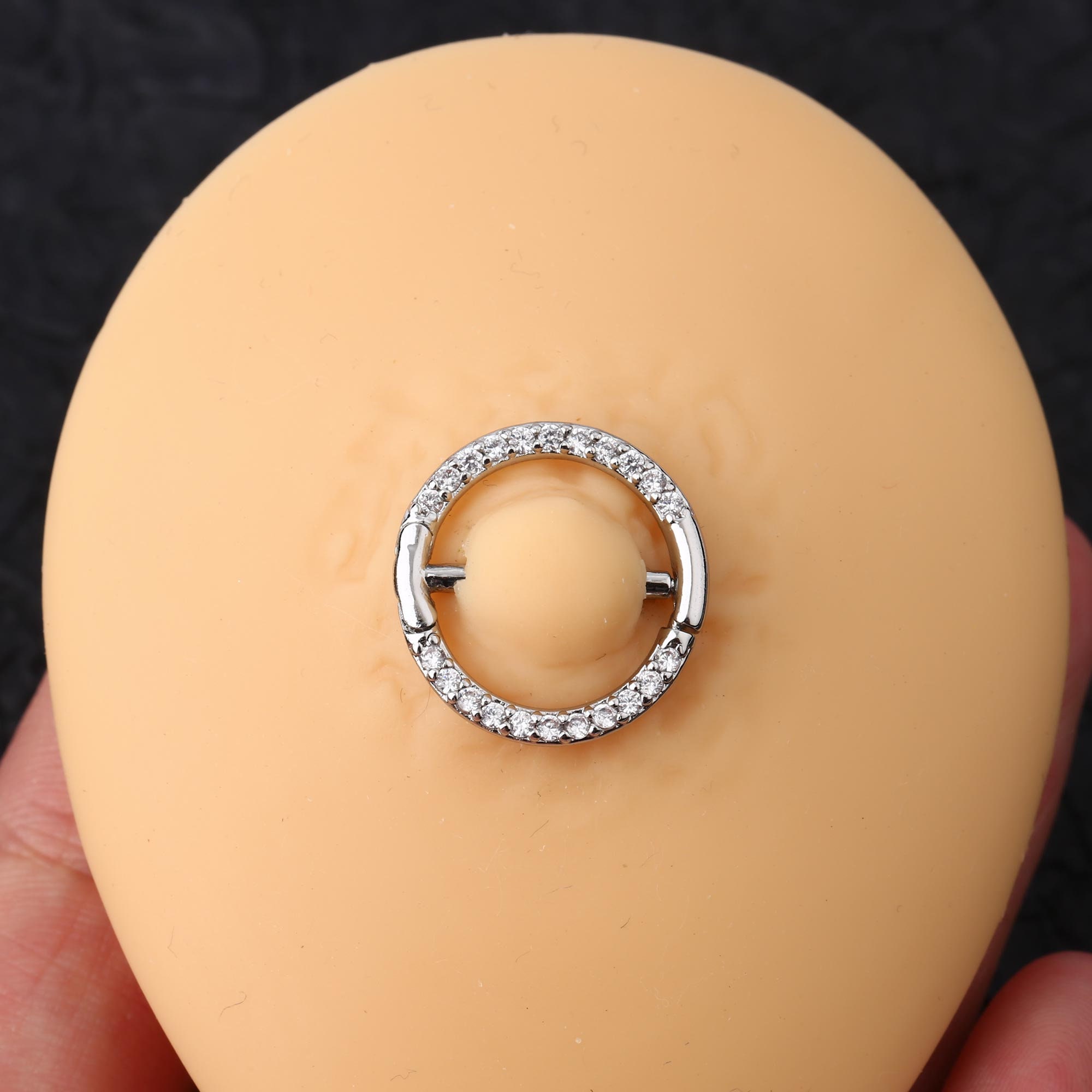 316L Surgical Steel Full Circle CZ Gem Nipple Ring Barbell Shield 316L Surgical Steel Full Circle CZ Gem Nipple Ring Barbell Shield