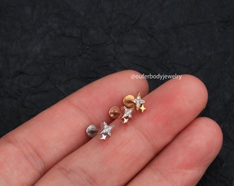 16G kleine Stern Ohrstecker / Starburst CZ Ohrstecker / himmlische Ohrringe / Knorpel Ohrstecker / kleine Ohrstecker / Tragus, Helix, Muschel, Lobe / Geburtstagsgeschenk