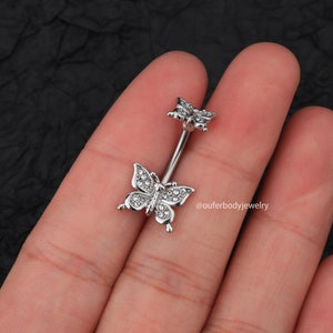 CZ Butterfly Belly Button Ring/Navel jewelry/Belly Jewelry/Belly Piercing/Navel Piercing/Belly Button Piercing/Navel Ring/Birthday Gift