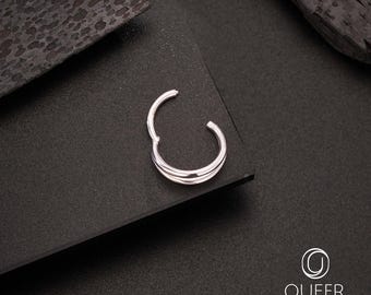 925スターリングシルバー 16G ダブルフープ軟骨ピアス/ヘリックス