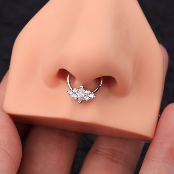 16G CZ Daith Earring/Septum Ring/Cartilage Earrings/Tragus Jewelry/Helix Earrings/Conch Earrings/Hoop Earrings/Gift For Her/Septum Jewelry