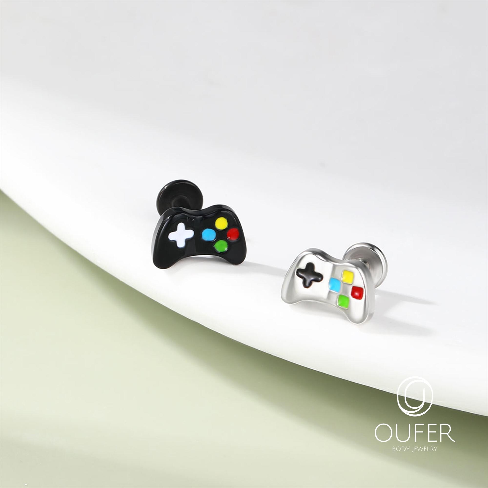 Oufer X Roly Game Controller Cartilage Labret Stud/black/silver Labret ...
