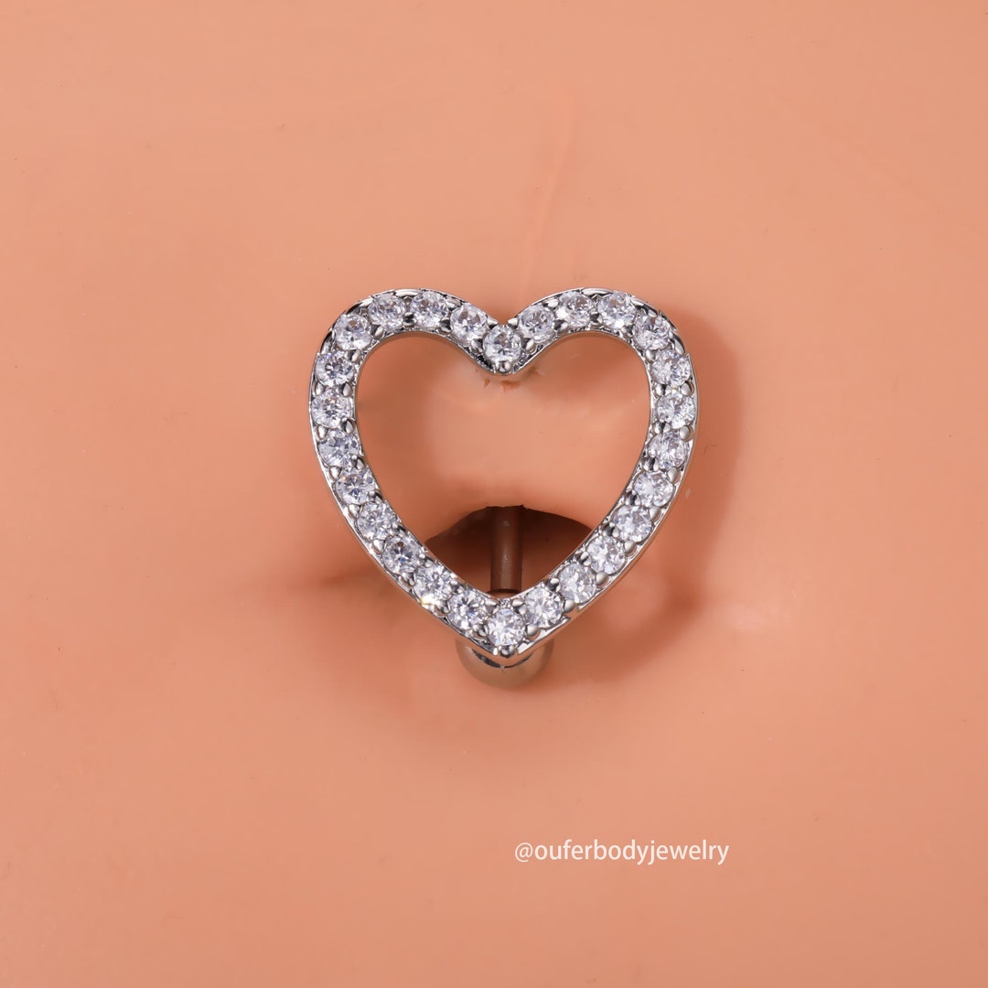 16G Swirl Belly Button Ring/reverse Heart Belly Ring/navel Etsy