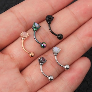 16G Opalite Three Dragon Eyebrow Ring/Rook Barbell/Eyebrow Curved Barbell Jewelry/Cartilage Earring/Rook Piercing/ Cartilage Piercing