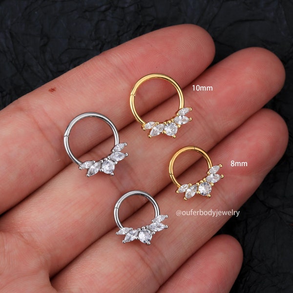 16G CZ Cluster Septum Ring/Daith Earring/Tragus Jewelry/Helix Earring/Conch Earring/Hoop Earring/Cartilage Earring/Cadeau pour elle/Minimaliste